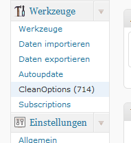 clean options plugin